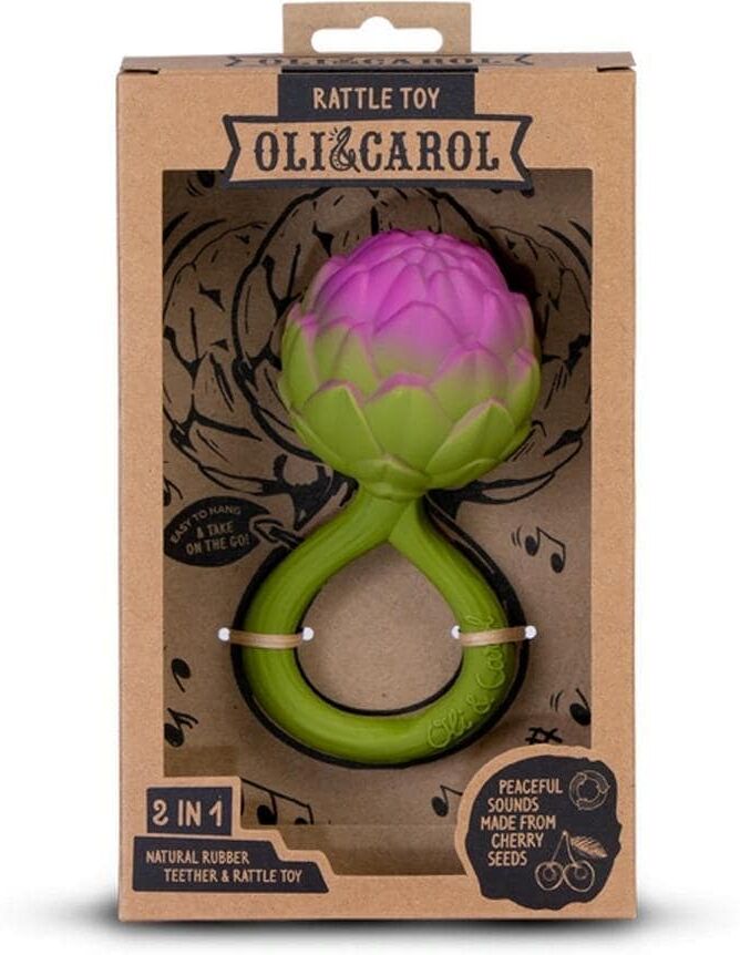 Rassel "Oli&Carol Artichoke", Baby, bunt (grün, lila), Kautschuk, Greifspielzeug Rassel grün, lila Einheitsgröße