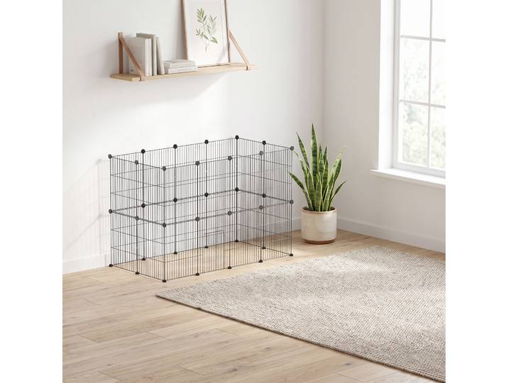 PawHut Enclos Modulable 24 Panneaux Acier Noir 120x60x80cm