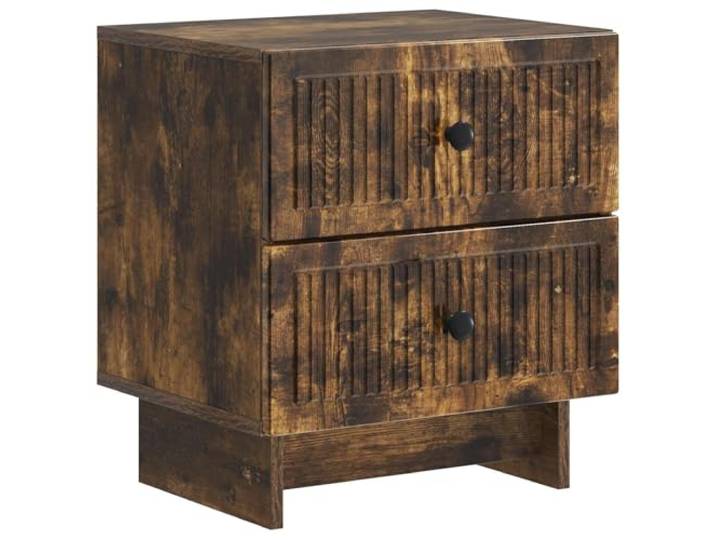 fsahslih Nachttisch Geräucherte Eiche 43x34,5x47,5 cm Holzwerkstoff Kompakter Beistellschrank im Vintage-Design mit 2 geräumigen Schubladen für Schlafzimmer und Wohnzimmer. Leicht zu pflegen.