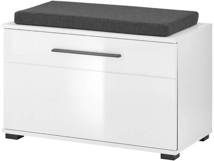 Polsterbank HOME AFFAIRE Cantara, Garderobenbank mit Klappe, Sitzbank in zwei Farben , grau (weiß), B:80cm H:55cm T:39cm, FSC-zertifizierter Holzwerkstoff, Sitzbänke, Polsterbank, inkl. Sitzkissen, Platz für ca. 6 Paar Schuhe, 80 cm breit