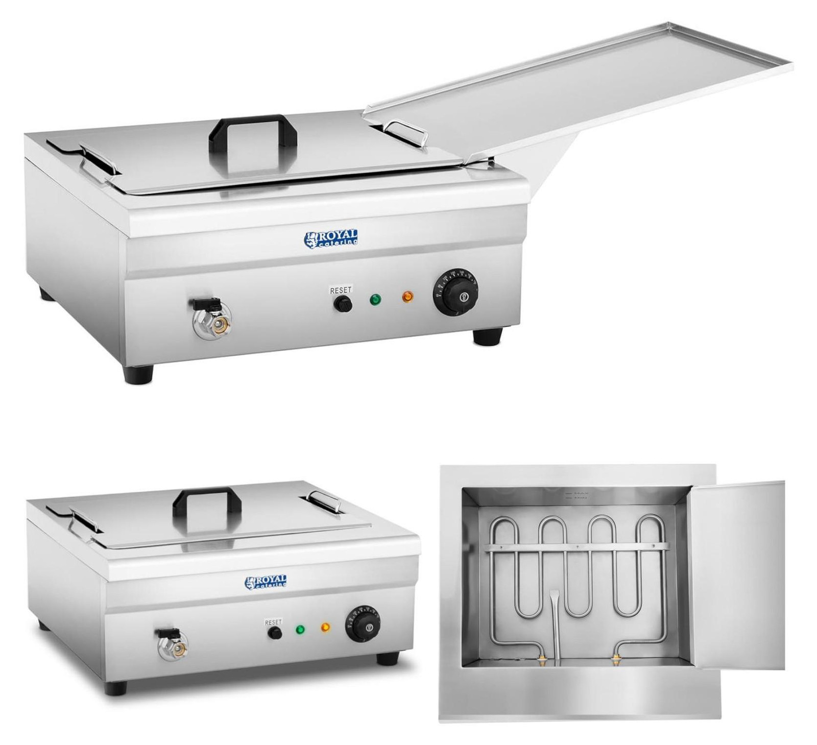 Royal Catering Vis-, donut- en friteuse met opvangbak, 3200W, 14 liter