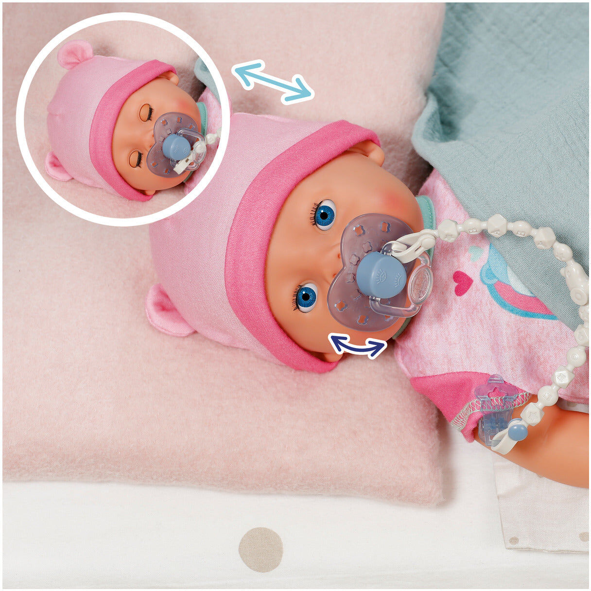 Zapf Creation BABY born Magic Dummy with Clip for 43 cm Dolls – Assorted, Compatible with BABY born and Baby Annabell Dolls, Teething Toy for Babies