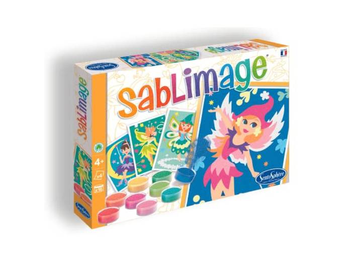 Sentosphère 3908814 Bastel-Set für Kinder, Sandbilder, Motiv: Feen, Kreativset, DIY, bunt
