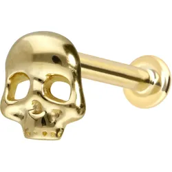 14 Karat Gold Labret mit Innengewinde TOTENKOPF