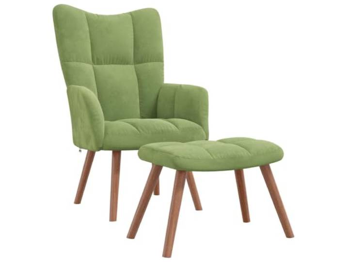 KDVXBCQJH Relaxsessel mit Hocker Samtsessel Hellgrün Wohnzimmer Weicher Polstersessel mit Fußhocker aus Samt und Massivholzbeinen, stilvolles Möbelstück fürs Schlafzimmer.