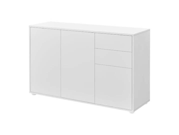 Helloshop26 Sideboard Kommode Praktischer Aufbewahrungsschrank mit 2 Schubladen 3 Türen 117 cm Weiß Matt 03_0005047