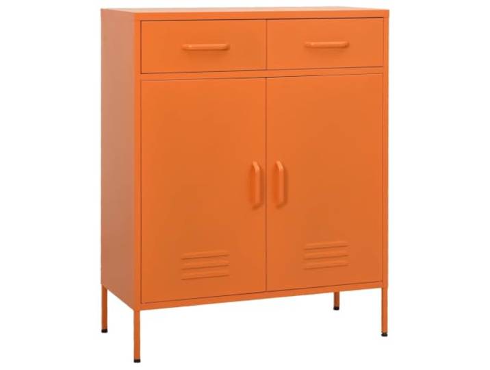 HPUYRFG Stahl Lagerschrank Orange 80x35x101,5 cm mit Schubladen Robuster Stahl, kugelgelagerte Schubladenführungen, leicht feucht abwischbar, vielseitig nutzbar