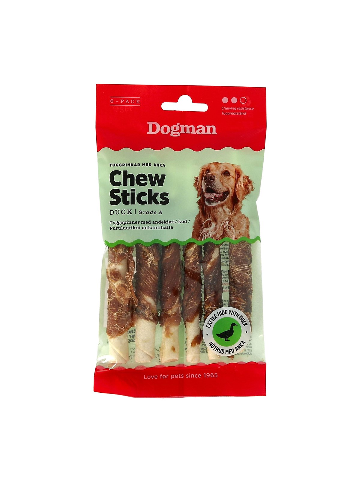 Dogman Kaustangen umwickelt mit Ente 12cm (6er-Pack)