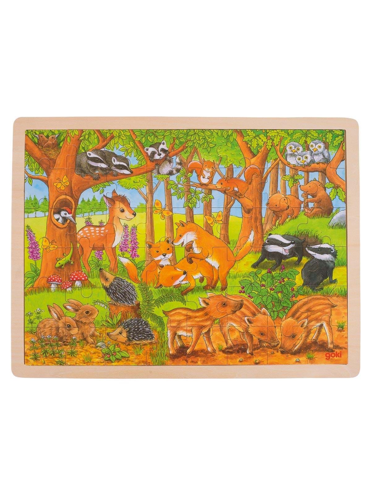 Goki Wooden Jigsaw Puzzle - Forest Animals 48st. Holz