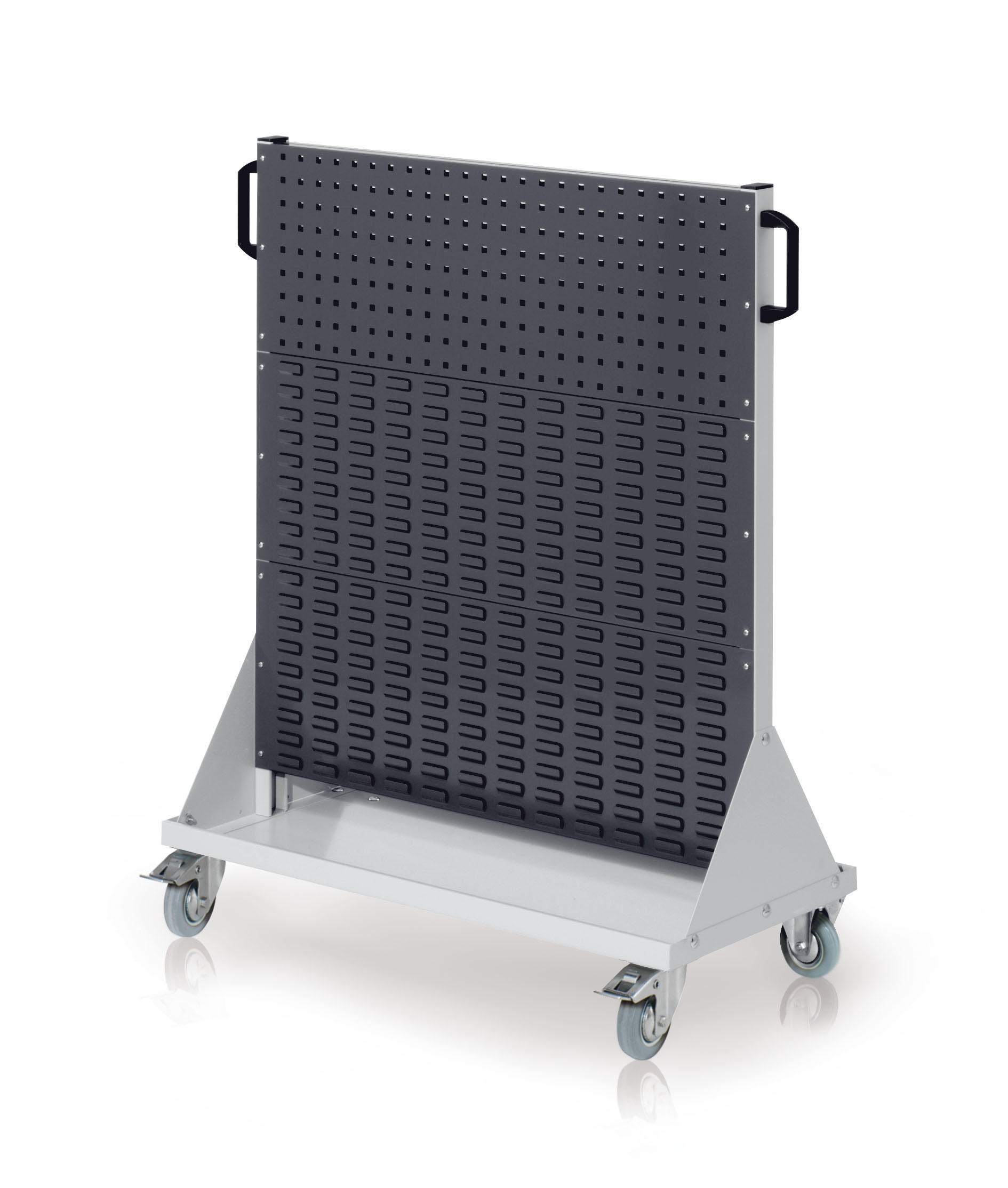 Kappes Systeme Kappes RasterMobil® mobiler Arbeitsplatzschrank Größe #3 1230x1000x500mm 2 Lochplatten 4 Schlitzplatten - anthrazitgrau