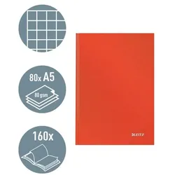 Leitz Notizbuch »Solid 4666« kariert A5 rot, 15.5x21.7 cm