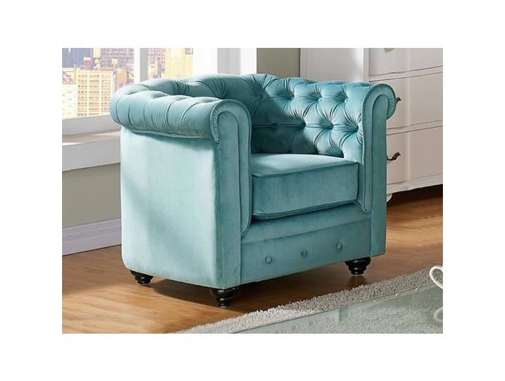 Fauteuil en velours CHESTERFIELD - Bleu pastel
