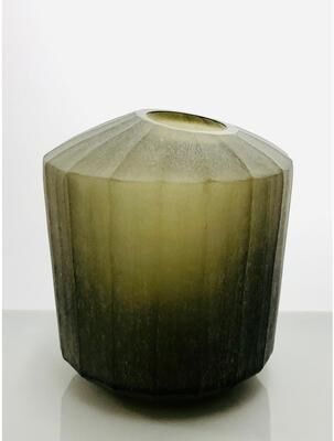 BIDK Home "Vase Standard Smoke Vertical Flat Cut Stone Finish Dia 7.75"" -ST - Smoke - Smoke"
