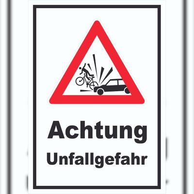 HB-Druck Auto und Fahrradfahrer Unfall Schild A4 Rückseite selbstklebend