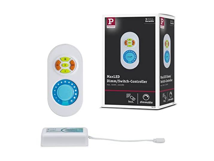 Paulmann 70619 MaxLED Dimm/Schalt Controller für LED Strip Fernbedienung für einfarbige Strips inkl. Funkfernbedienung max. 144W Stripe Zubehör