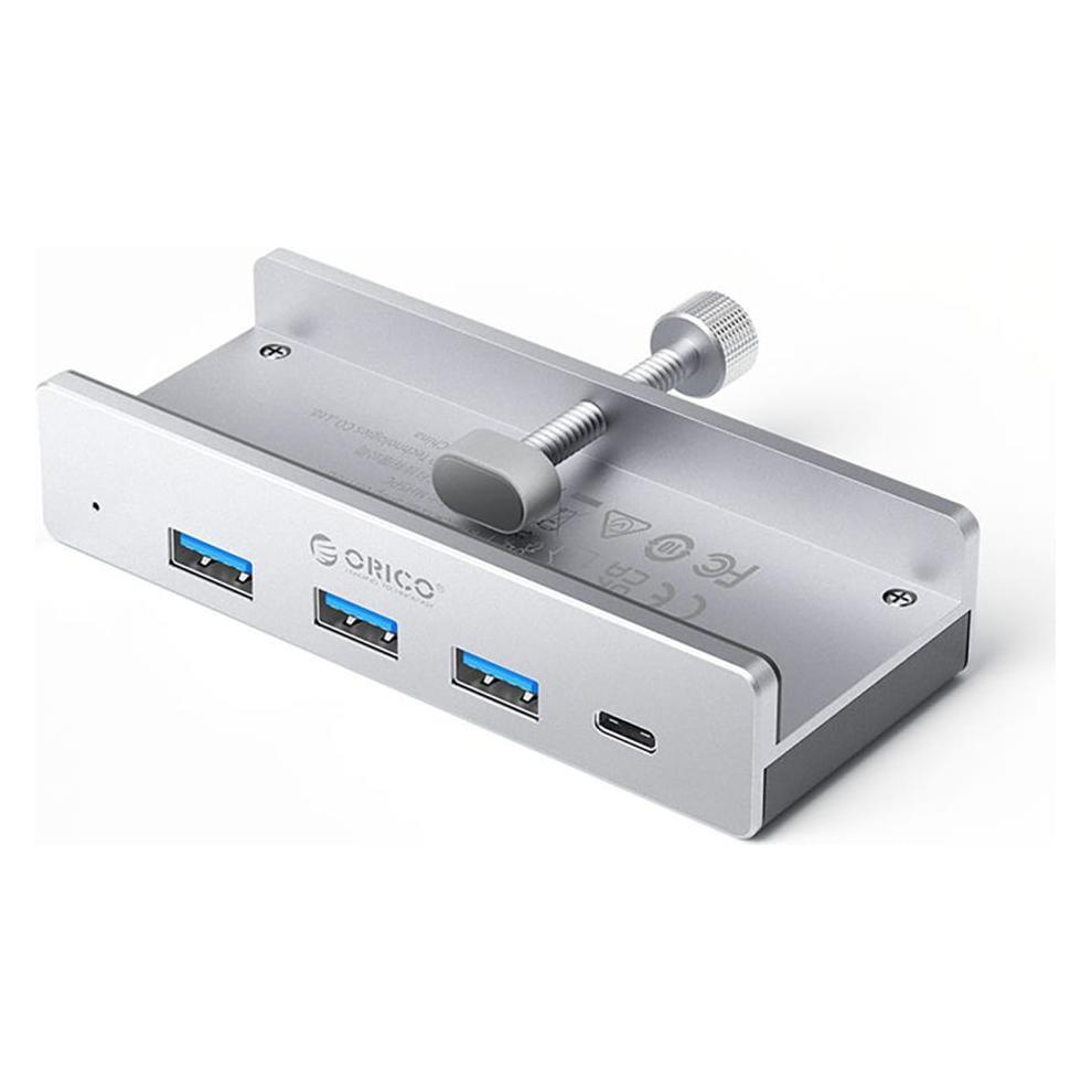 Orico Converter MH4PC Hub Clamp-Mounted USB-C / 3x USB-A 3.0 + 1x USB-C 3.0 - Silver (USB-C, 4 Ports) (6942227138002)