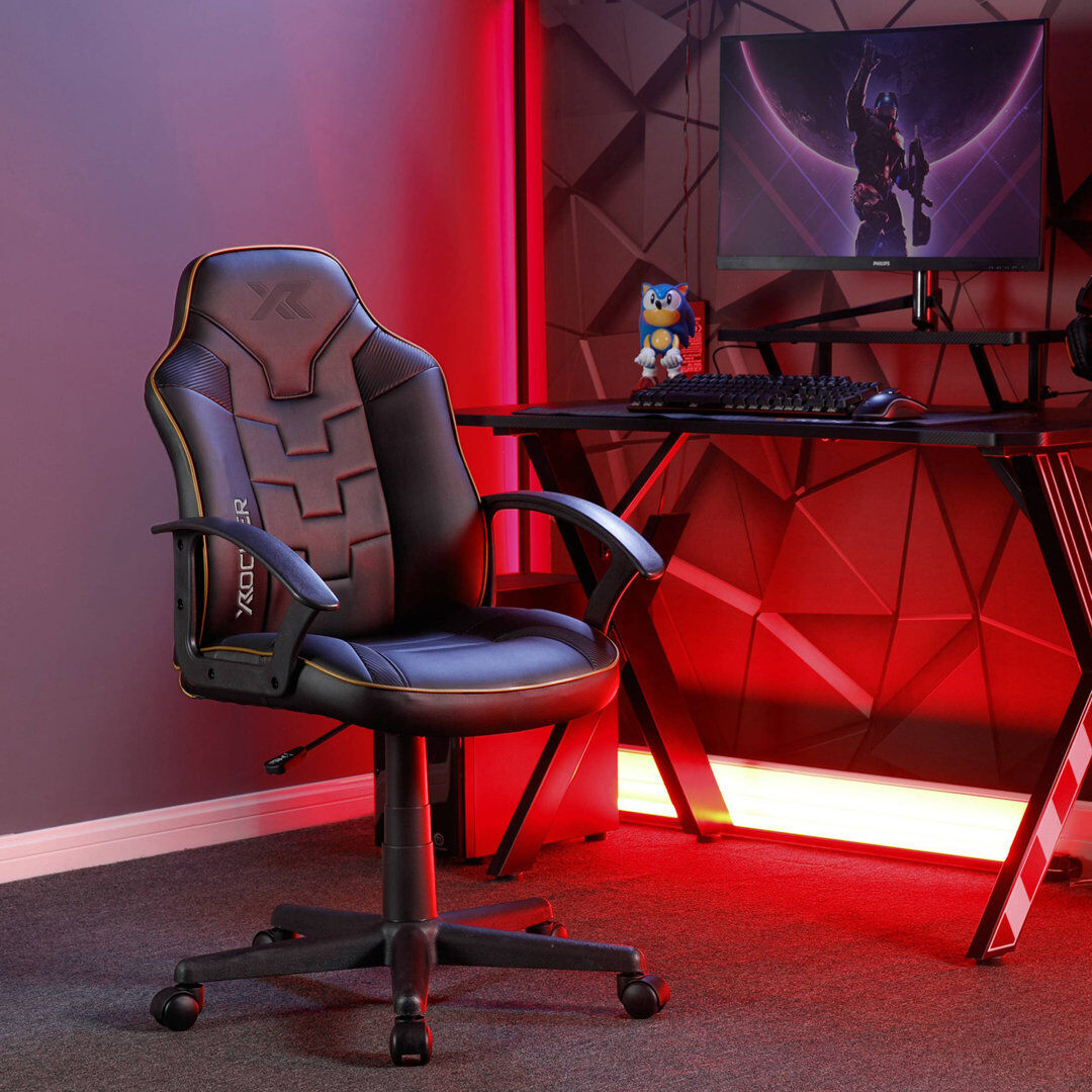 X Rocker Adjustable Swiveling PC & Racing Game Chair in Black/Gold Black/Gold 105.5cm H X 57cm W X 63cm D