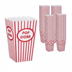 Relaxdays Popcorntüten, 100er Set, gestreift, Retro-Optik, Kino, Filmabend Zubehör, Pappe, Popcornbehälter, rot/weiß