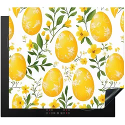 HERDABDECKPLATTE Blumen - Ostereier - Gelb Abdeckung Glaskeramikkochfeld 57.6x51.6 cm