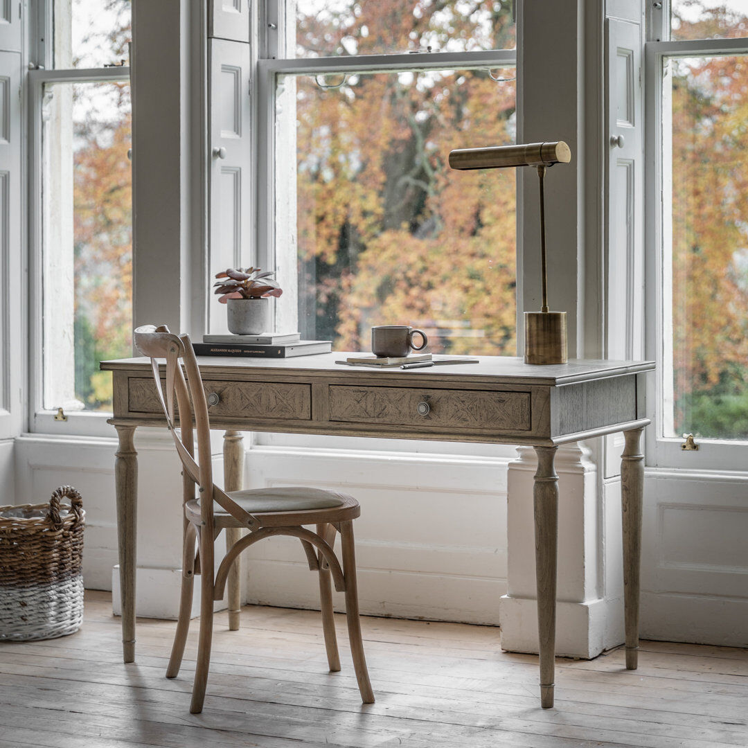 Fernleaf Bella Solid Wood Solid Wood Writing Desk Brown 77cm H X 130cm W X 60cm D
