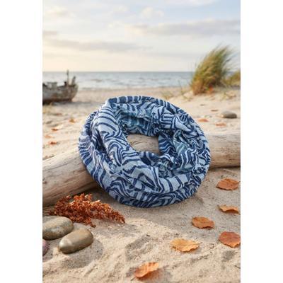 Loop LAURA SCOTT, Damen, blau (marine, hellblau), Web, Polyester, bedruckt, gemustert, Modetücher Loop, gemusterte und bedruckte Optik, leichtes Webmaterial