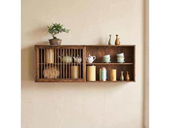 An Der Wand Montiertes Küchen-Sideboard Aus Holz, Schwebender Schrank Mit Mehreren Steckplätzen For Die Aufbewahrung Im Wohnzimmer(Brown,35.4in/90cm)