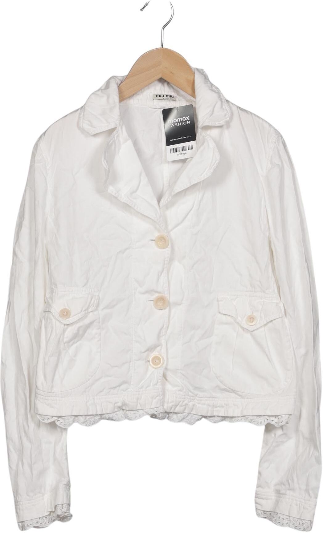 Miu Miu Damen Jacke, Weiß, Gr. EU 38 (IT 44), Baumwolle - Second Hand
