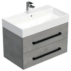 SAT Cube Way Badezimmerschrank mit Waschbecken 80x71x46 cm Beton matt CUBE46C803BESAT