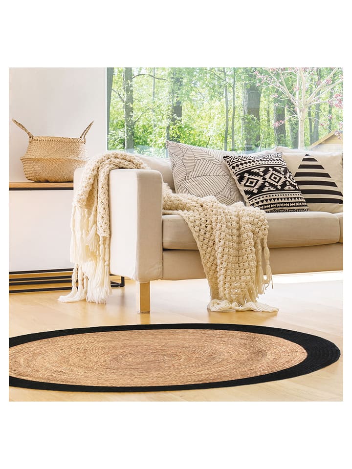 THE HOME DECO FACTORY Jute-Teppich in Hellbraun - Ø 120 cm - onesize