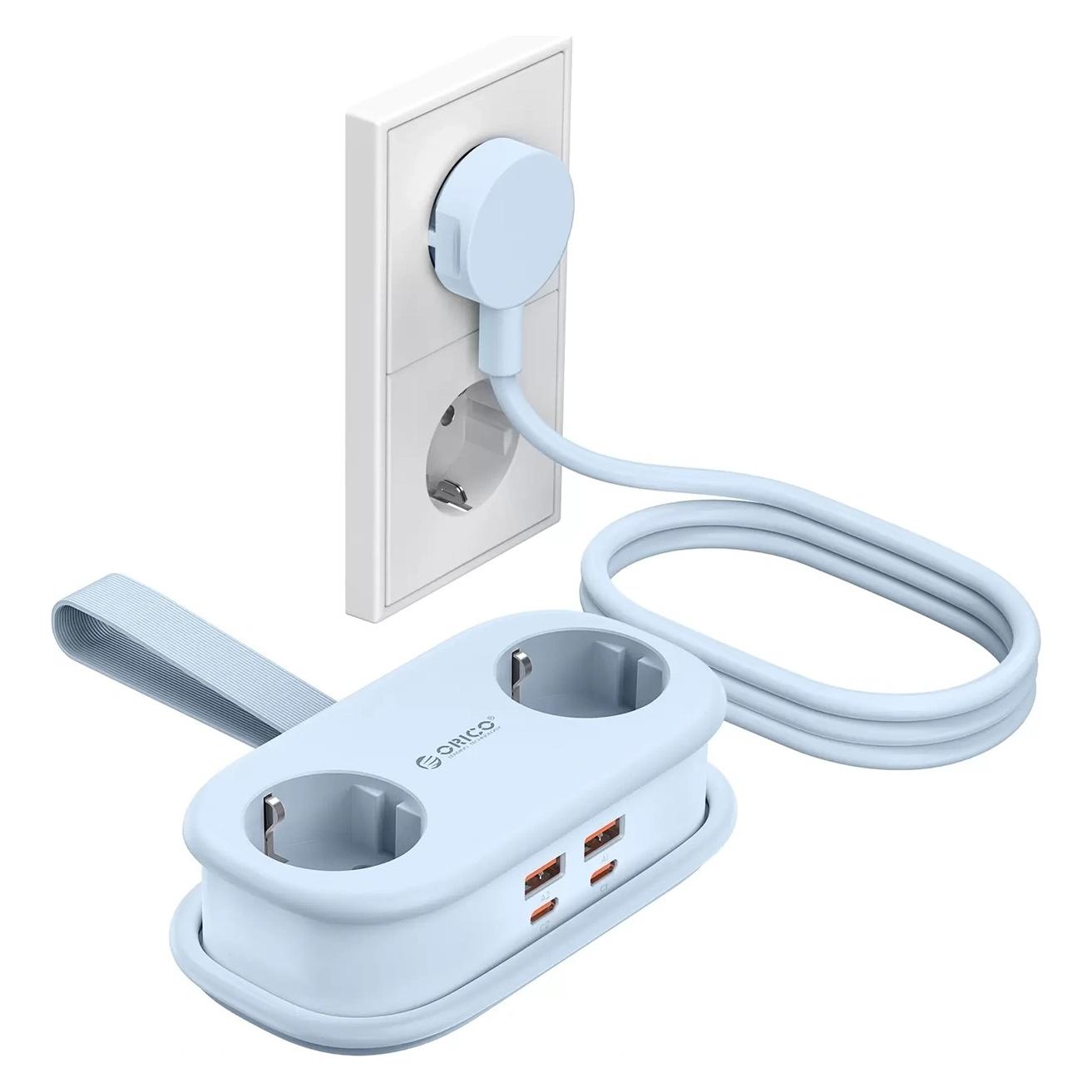 Orico Listwa zasilająca AP3 65W GaN 6w1 2x AC + 2x USB-A + 2x USB-C - niebieska (6x, CEE 7/3, USB-A, USB-C, 1.53 m) (6942227174574)