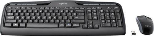 Logitech MK330 Funk Tastatur, Maus-Set Multimediatasten US-Englisch, QWERTY Schwarz