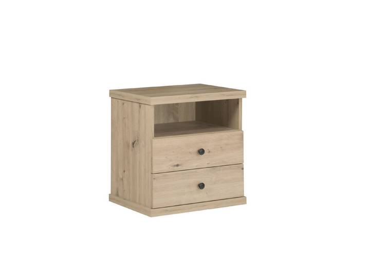 Masseno Nachttisch ALMERIA 48 cm Nachtschrank mit 2 Schubladen Eiche Artisan