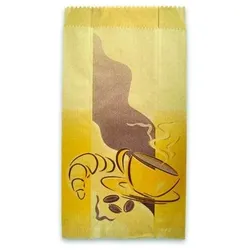 CROKUS Braune Croissant-Tüten aus Kraftpapier 35 g mit PPT-Druck - 104 / 16 + 6 x 24 cm (1000 Einheiten)