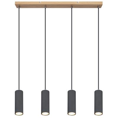 GLOBO LIGHTING Hängeleuchte "ROBBY", grau (holzoptik dunkel), H: 120cm, 1 Stk., Leuchten, Hängelampe/Pendelleuchte/Esszimmer/Wohnzimmer/Esstisch, Hängeleuchte
