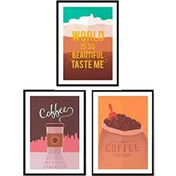 POSTER Set Mit 3 Kaffee Blätter Retro 1 A4 Rahmenlos