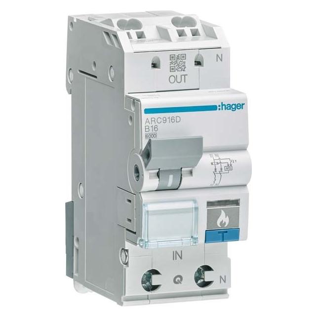 Hager FehlerlichtbogenSchutzeinrichtung AFDD LSSchalter PN 6kA B6A 2M (ARC916D)