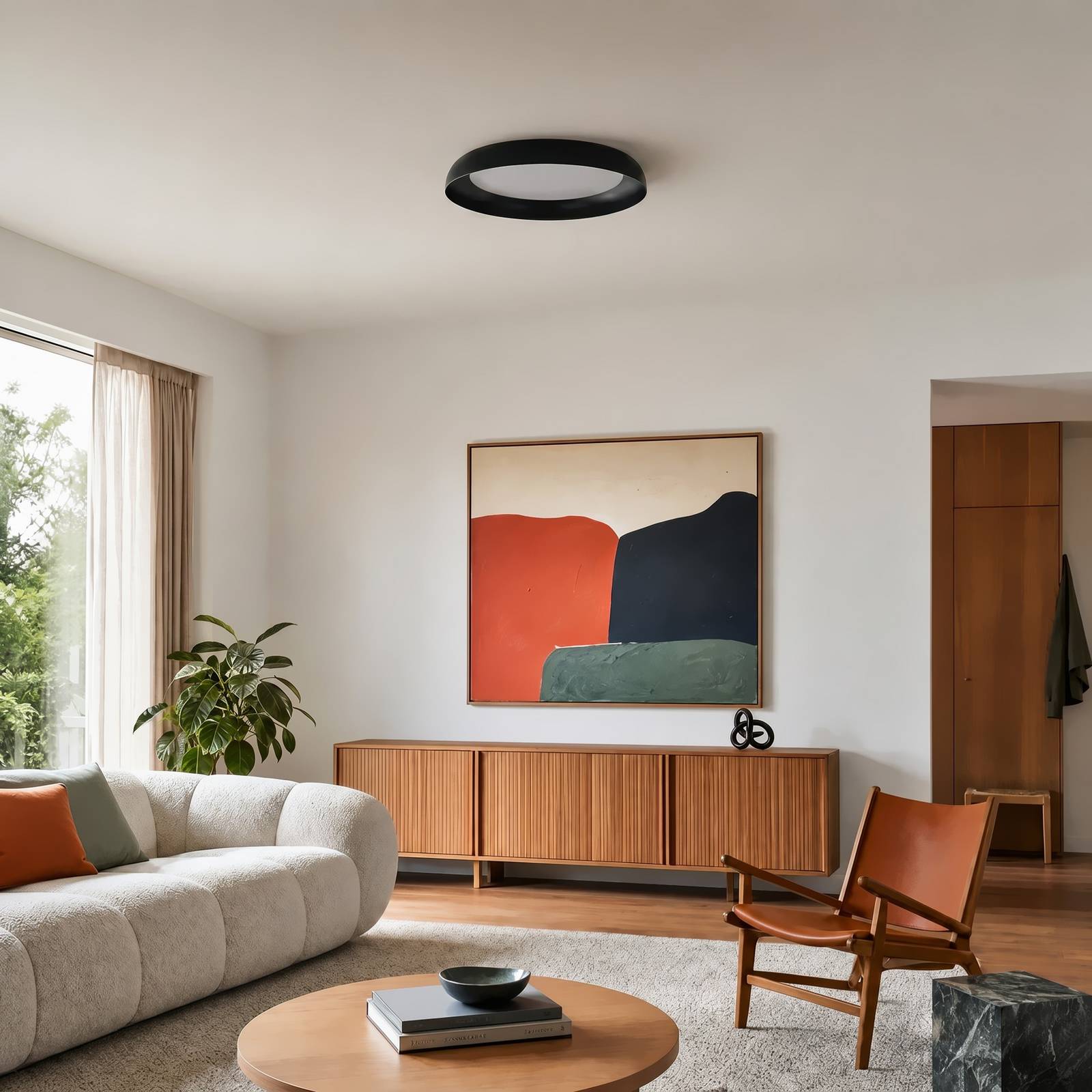 Deckenlampe Florie Lindby, schwarz, für Wohn- / Esszimmer, Kunststoff, Modern, Deckenlampe