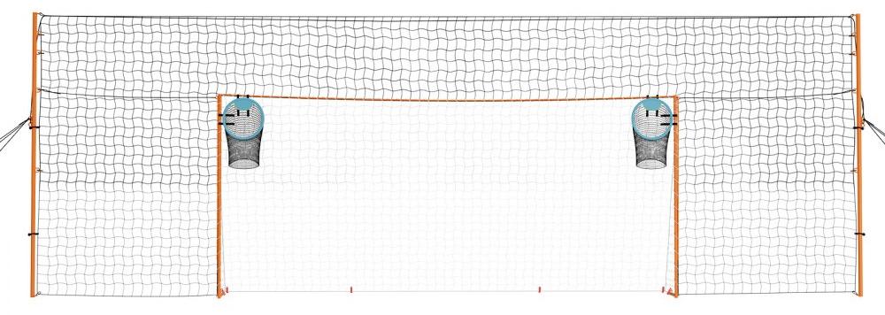 Tragbares Fußballtor - 484 x 212 cm - Eisenrahmen - Orangefarbene Pfosten - Für Garten und Park