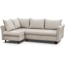 ECKSCHLAFSOFA Neron mit 2 Bettkasten und Beine in Wengefarbe, Beige, links