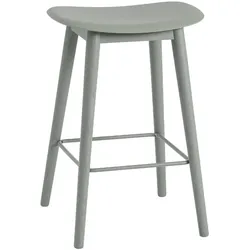 Muuto Fiber Barhocker ohne Rückenlehne, wood base, höhe 65 cm, dusty green / dusty green