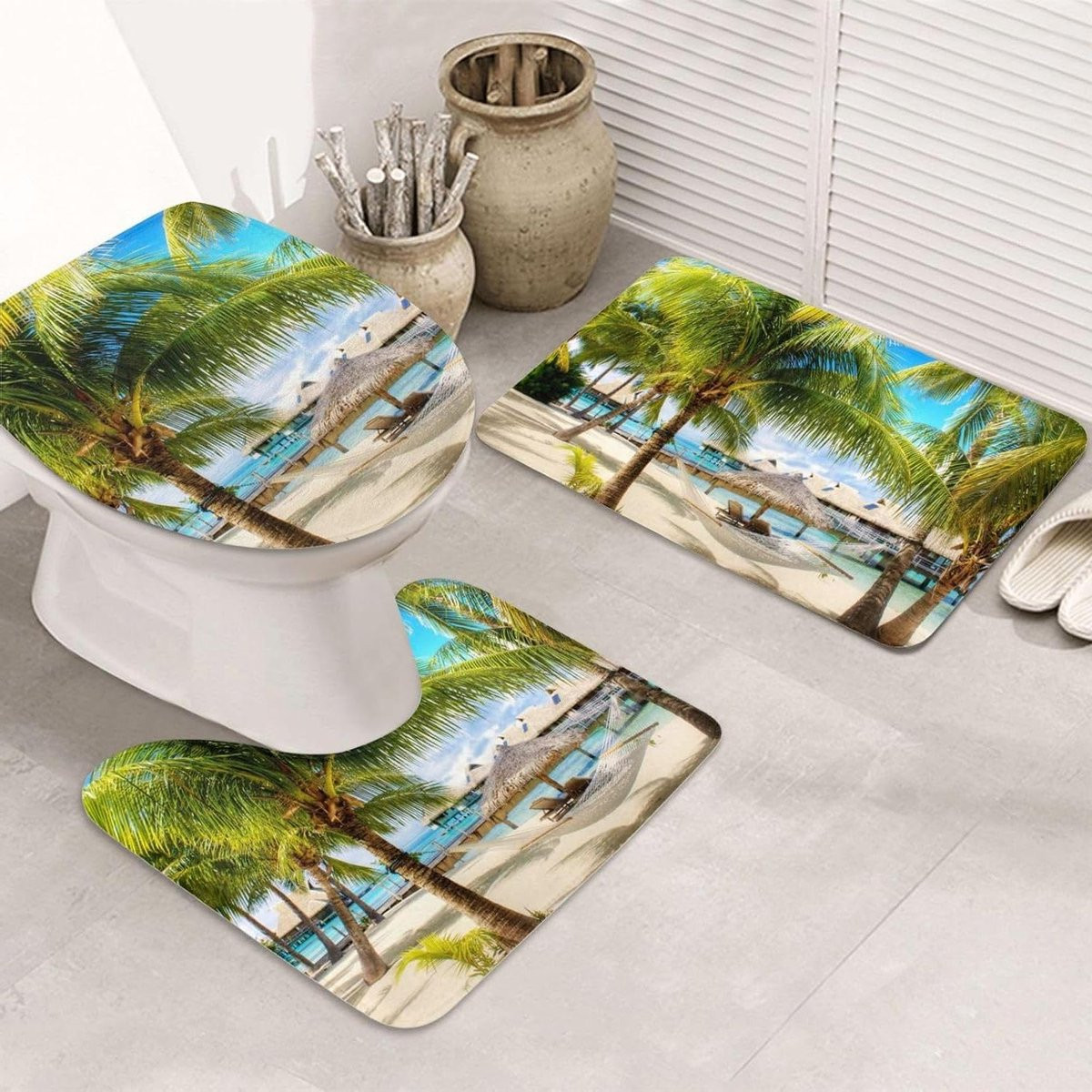 3-delige zwarte badmat set met antislip onderkant voor de badkamer