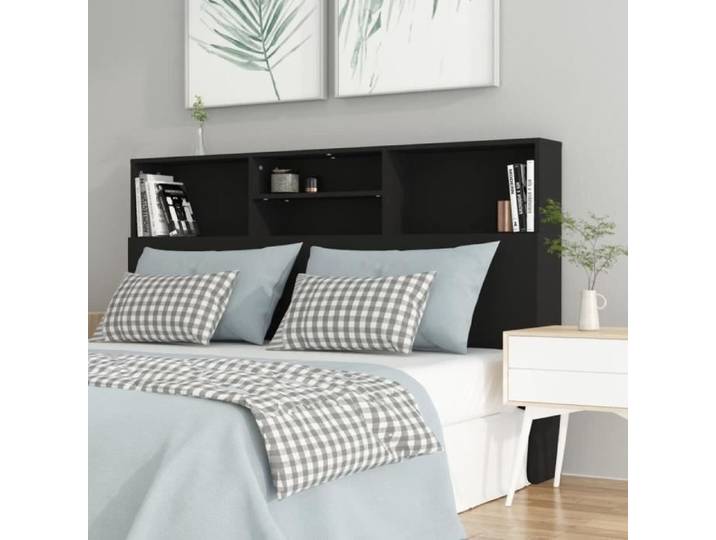 Armoire de tête de lit - DUOKON - Noir - Contemporain - Rangement supplémentaire