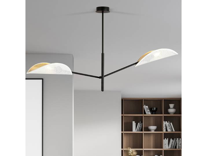 Deckenleuchte Vene 102 x 51 x 11cm Schwarz/Weiß/Gold 2 Polyamid Glühlampe E14