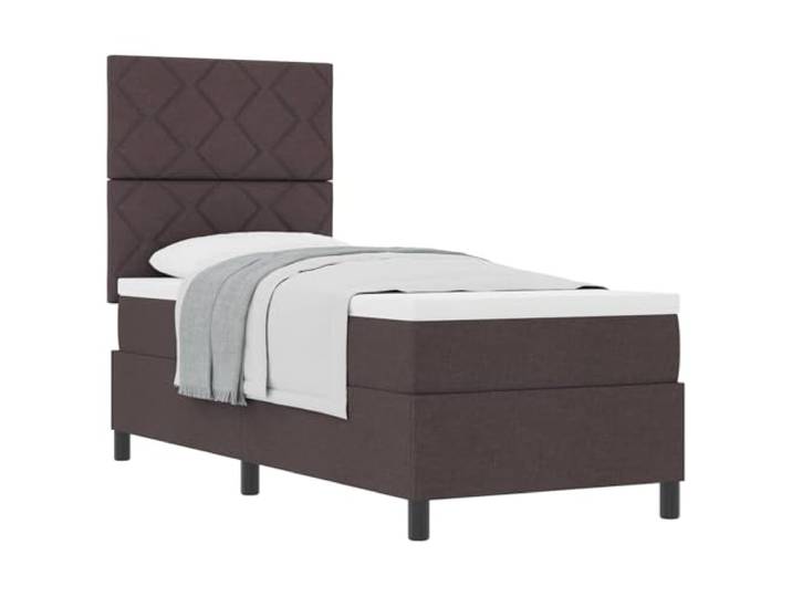 KTHLBRH Boxspringbett mit Kopfteil dunkelbraun 80 x 200 cm Stoff Feste Lattenroste aus Holz oder Metall, Füße aus schwarzem Kunststoff, Kopfteil in zwei Höhen verstellbar