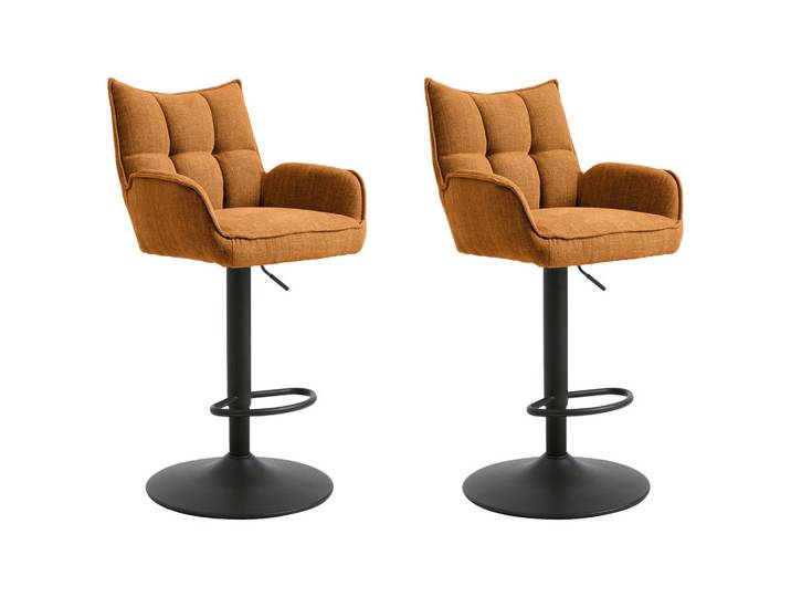 Livetastic Barhocker-Set Marilla, Rost, Säule, 52x98.5-113.5x53 cm, Sitzfläche 360° drehbar, gepolsterte Armlehnen, Esszimmer, Barmöbel, Barhocker
