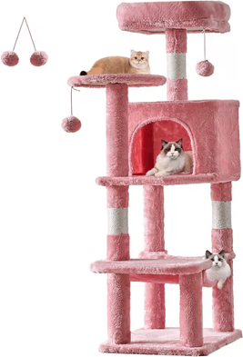 Inspire Curations SkyCastle 44 Inch Multi Level Cat Tree Tower pink