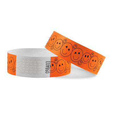 CombiCraft Tyrex Eintrittsband mit Smiley-Motiv in Neon Orange - 100 Stück