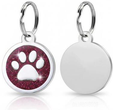 Uplift Treasures Personalized Glitter Paw Pet ID Tag rose Tag 1pc