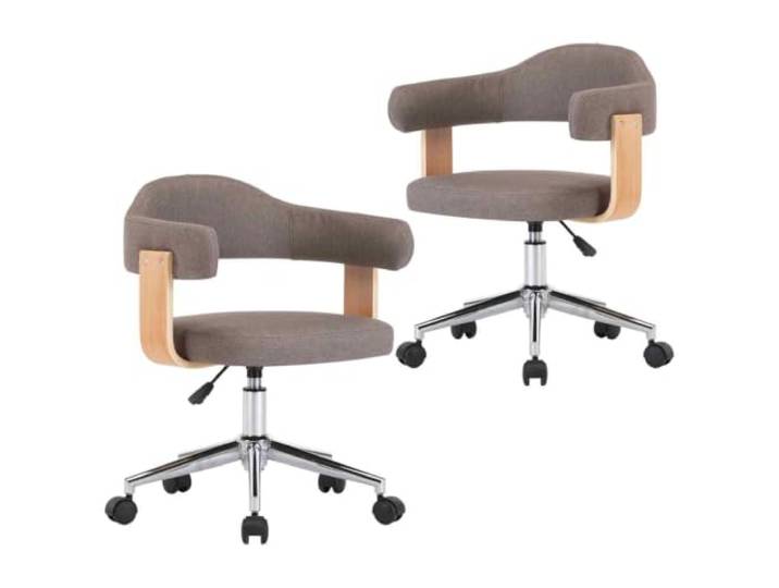 KUTYWEXFM 2er Set Esszimmerstühle Drehbar Höhenverstellbar Stoff Taupe Ergonomische Küchendrehstühle mit Gasdruckfeder und Rollen für Wohnzimmer, Arbeitszimmer und Essbereich im 2er Set.