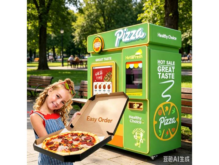 Kiosque automatique à pizza haute capacité pour aéroports, machine de distribution alimentaire intelligente sur mesure, fournisseur leader